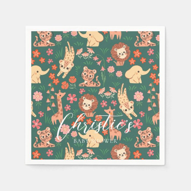 Jungle Wild Animal Baby Shower Paper Napkin (Front)