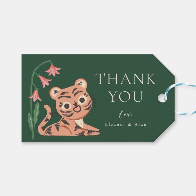 Jungle Wild Animal Tiger Kids Party Gift Tag (Front (Horizontal))