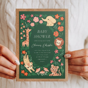 Jungle Wild Animal Tropical Baby Shower Invitation