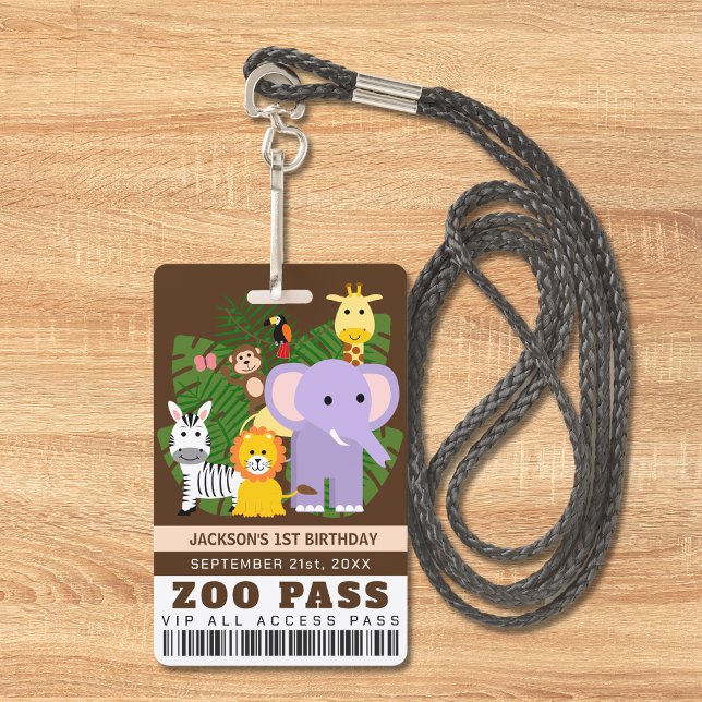 Jungle Wild Animal Zoo VIP Pass Kids Birthday Badge (Creator Uploaded)