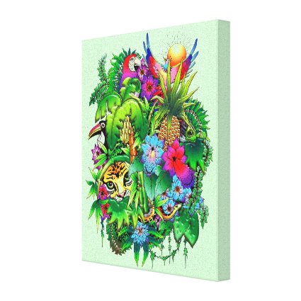 Jungle Wild Animals and Plants   Stretched Canvas 
