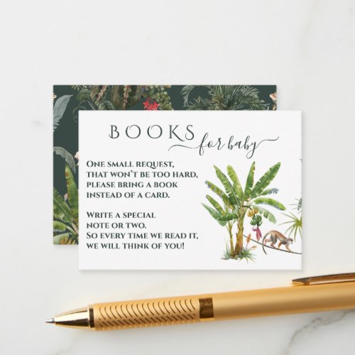 Jungle Wild Animals Baby Shower Book request  Enclosure Card
