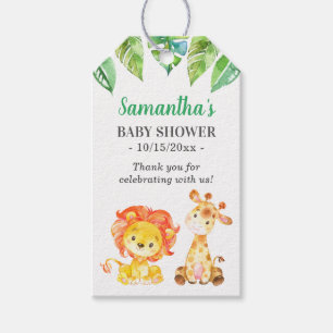Jungle Wild Animals Lion Giraffe Baby Shower Favor Gift Tags