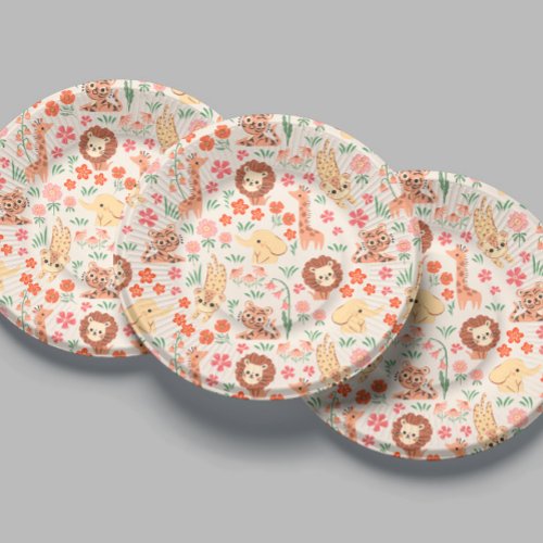 Jungle Wild Baby Animal Tropical Paper Plate