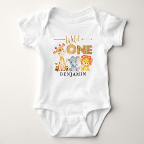 Jungle Wild One 1st Birthday Baby Bodysuit