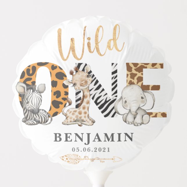 Jungle Wild One Birthday Party Balloon (Front)