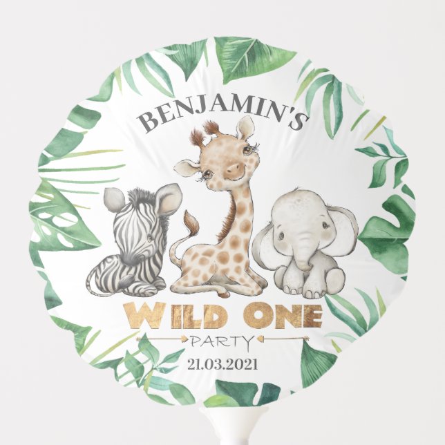 Jungle Wild One Birthday Party Balloon (Front)