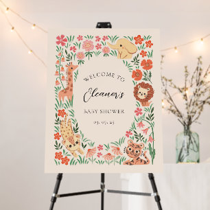 Jungle Wild Safari Animal Baby Shower Welcome Sign