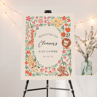 Jungle Wild Safari Animal Baby Shower Welcome Sign