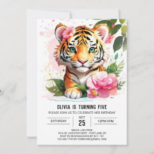 Jungle Wild Tiger Custom Birthday Invitation