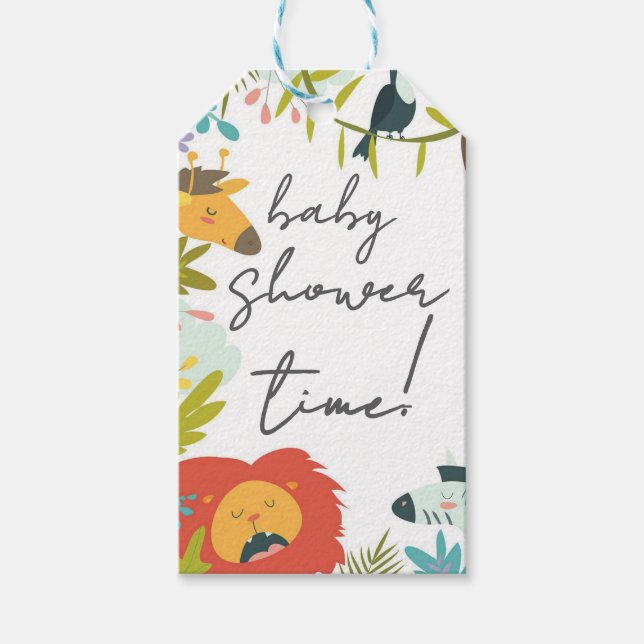 Jungle Wildlife Baby Shower Gift Tags (Front)