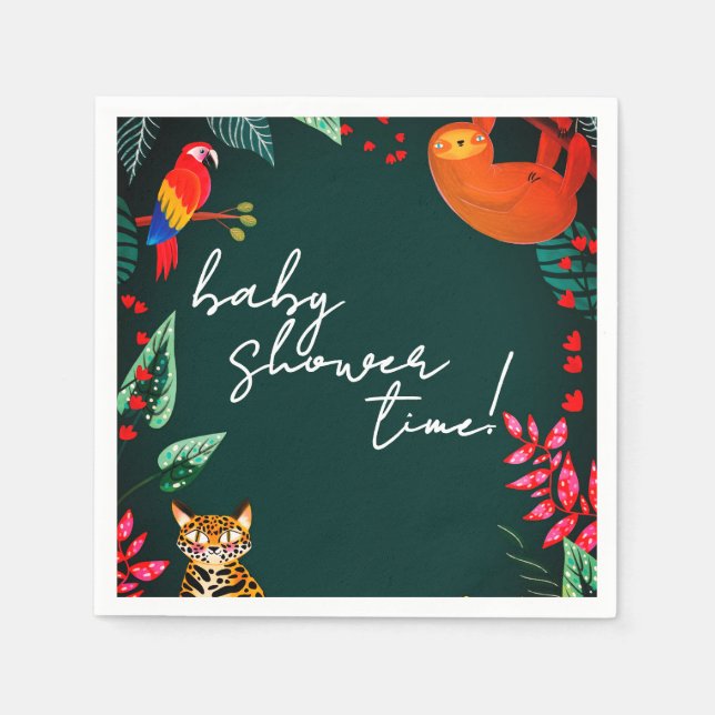 Jungle Wildlife Baby Shower Napkins (Front)