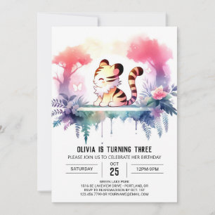 Jungle Woodland Tiger Birthday Invitation