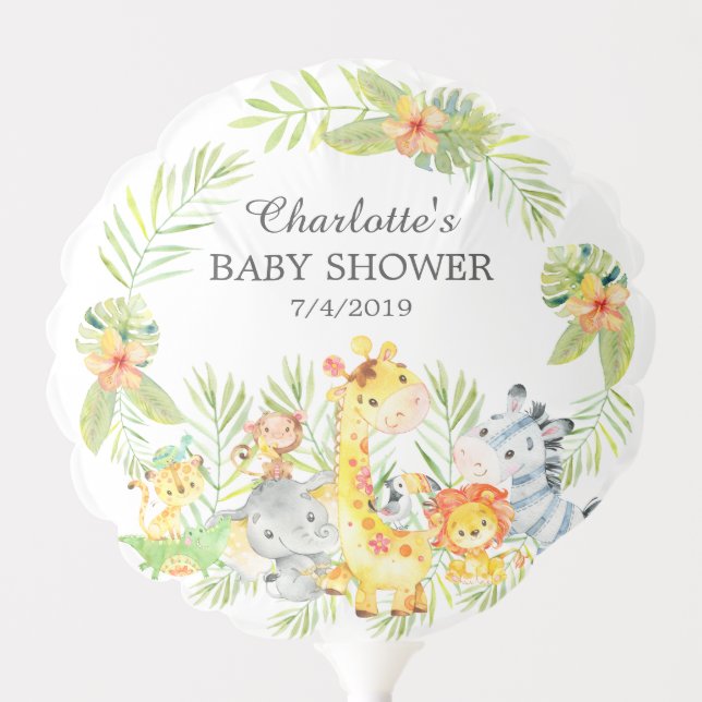 Jungle Yellow Animals Baby Shower Balloon (Front)
