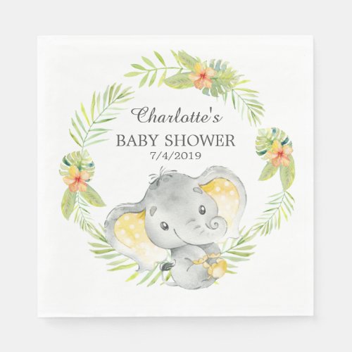 Jungle Yellow Elephant Baby Shower  Paper Napkins