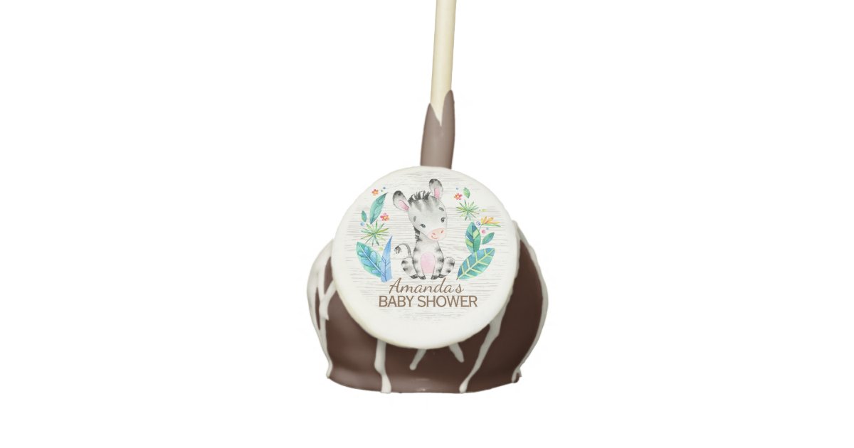 Jungle Zebra Baby Shower Favor Cake Pops Zazzle Com