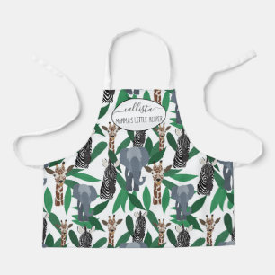 Jungle Zebra Elephant Giraffe Safari Animals Apron