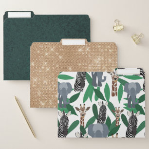 Jungle Zebra Elephant Giraffe Safari Animals File Folder