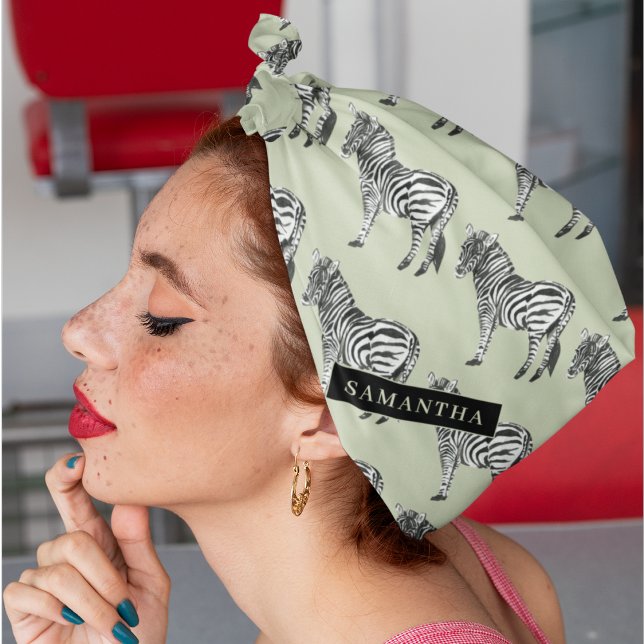 Jungle Zebra Wild Pattern & Personalized Name Bandana (Creator Uploaded)