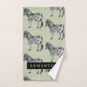 Jungle Zebra Wild Pattern & Personalized Name Bath Towel Set (Hand Towel)