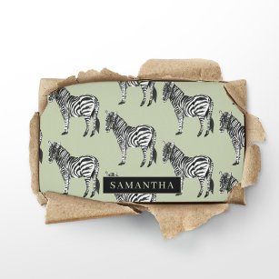 Jungle Zebra Wild Pattern & Personalized Name Business Card