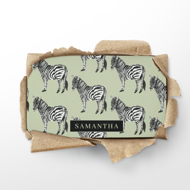 Jungle Zebra Wild Pattern & Personalized Name Business Card (Creator Uploaded)