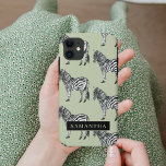 Jungle Zebra Wild Pattern & Personalized Name iPhone 11 Case<br><div class="desc">Jungle Zebra Wild Pattern & Personalized Name</div>