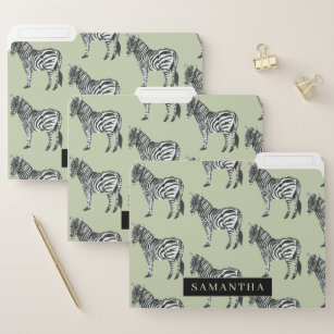 Jungle Zebra Wild Pattern & Personalized Name File Folder