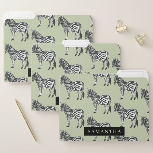 Jungle Zebra Wild Pattern  Personalized Name File Folder