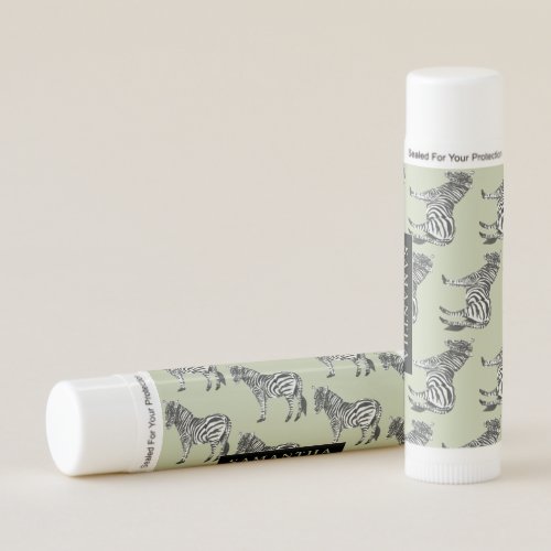 Jungle Zebra Wild Pattern  Personalized Name Lip Balm