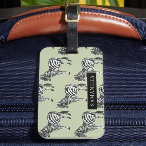 Jungle Zebra Wild Pattern  Personalized Name Luggage Tag