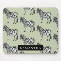 Jungle Zebra Wild Pattern & Personalized Name Mouse Pad