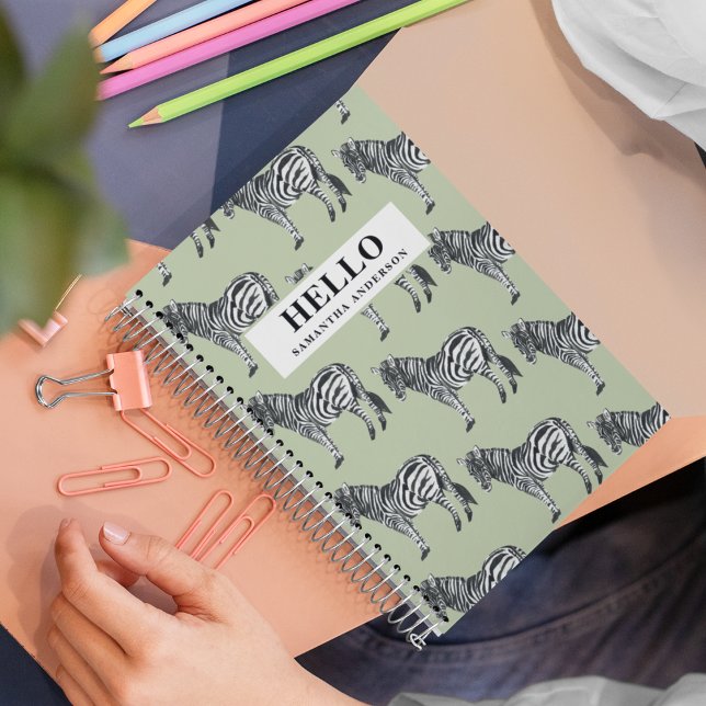 Jungle Zebra Wild Pattern & Personalized Name Notebook (Creator Uploaded)