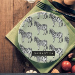 Jungle Zebra Wild Pattern & Personalized Name Paper Plates<br><div class="desc">Jungle Zebra Wild Pattern & Personalized Name</div>
