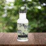 Jungle Zebra Wild Pattern & Personalized Name Stainless Steel Water Bottle<br><div class="desc">Jungle Zebra Wild Pattern & Personalized Name</div>