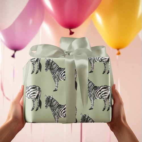 Jungle Zebra Wild Pattern  Personalized Name Wrapping Paper