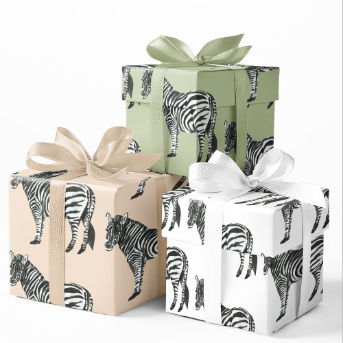 Jungle Zebra Wild Pattern  Personalized Name Wrapping Paper Sheets