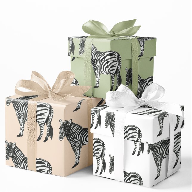 Jungle Zebra Wild Pattern & Personalized Name Wrapping Paper Sheets (Creator Uploaded)