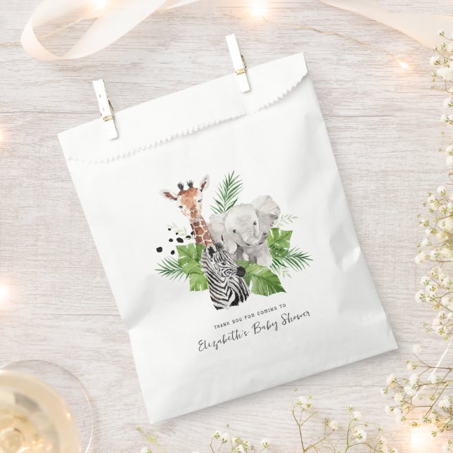 Jungle Zoo Animals | Baby Shower Favor Bag (Clipped)
