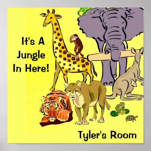 Jungle Zoo Animals Poster