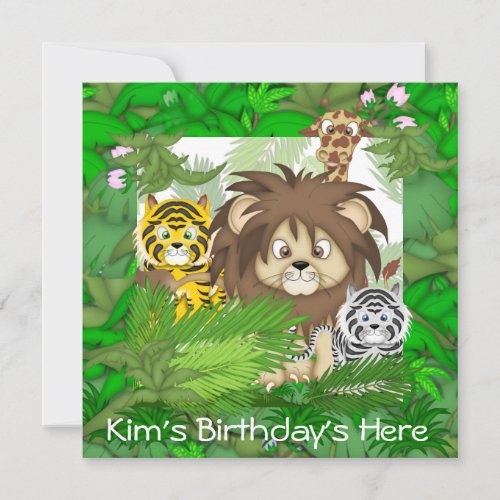 Jungle ZOO Chld's Birthday Pa invitations NEUTRAL