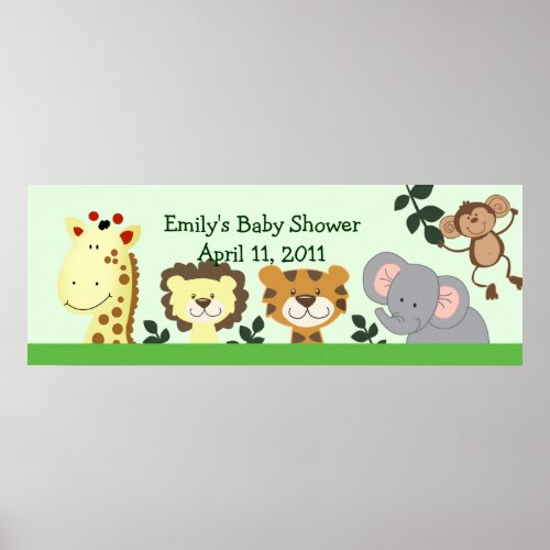 JUNGLE ZOO PARTY Customizable Birthday Banner Poster