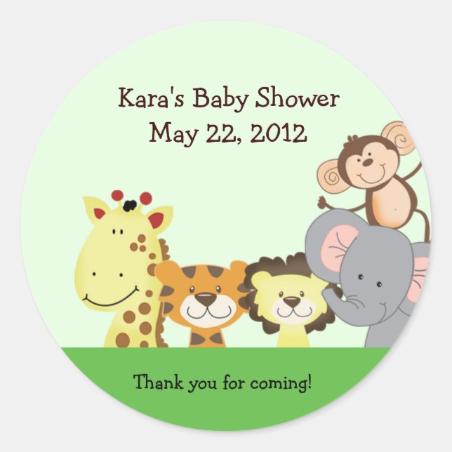 JUNGLE ZOO PARTY Customizable Favor Sticker (Front)