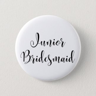 Junior Bridesmaid 2 Black Script Typography (30) Button
