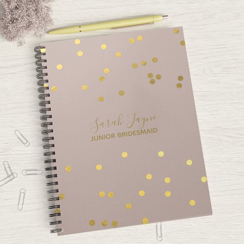 Junior Bridesmaid Blush Gold Bridal Party Notebook