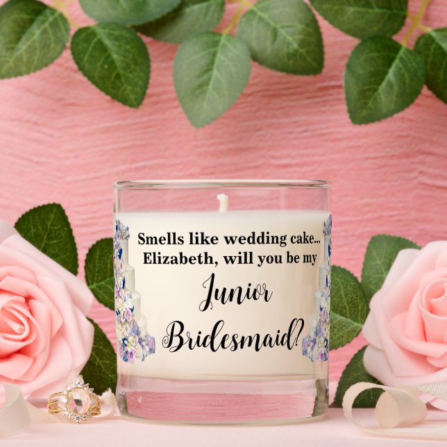Junior Bridesmaid Proposal Wedding Cake Script Jar Scented Candle (Wedding)
