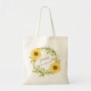junior bridesmaid sunflower tote bag