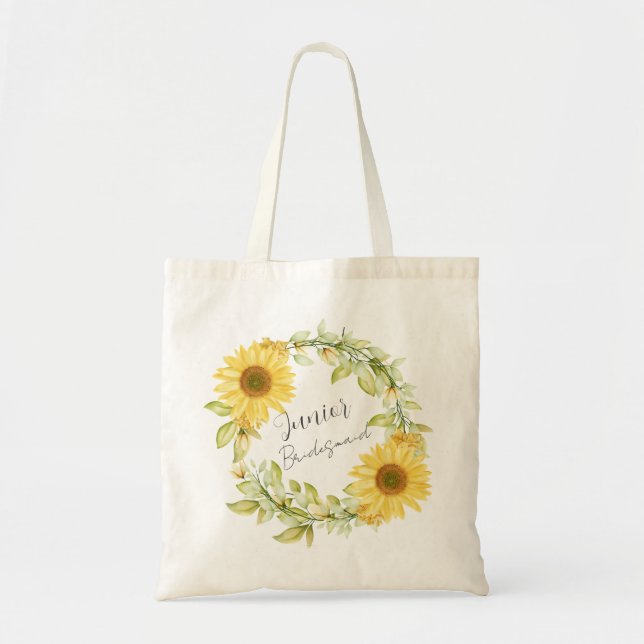  junior bridesmaid sunflower tote bag (Front)