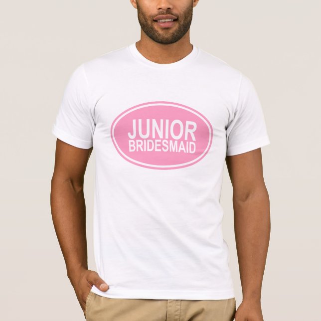Junior Bridesmaid Wedding Oval Pink T-Shirt (Front)