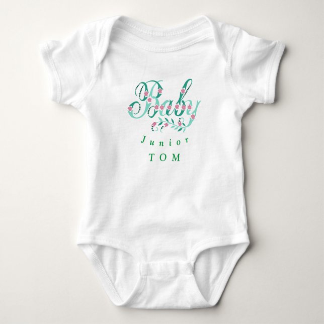  Junior calligraphy Personalized Baby Bodysuit (Front)